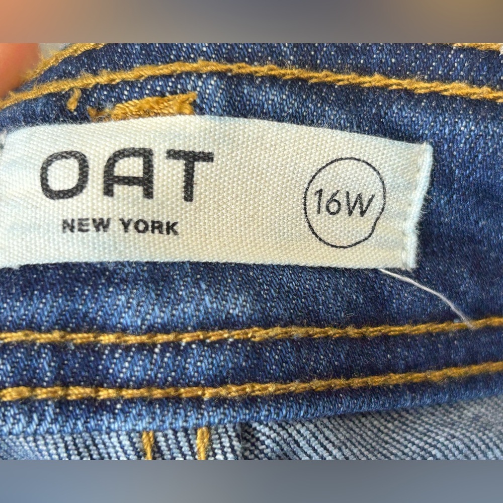 Oat New York Dark Blue Wide Leg Womens 16W Jeans High Rise Frayed Hem 2X 3X Plus - Picture 4 of 11